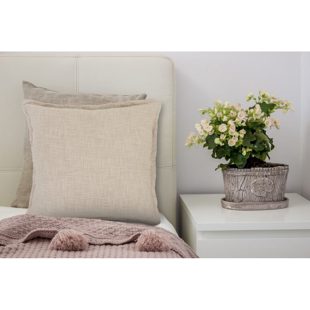 Ox Bay Bennett Set of 2 Beige 20" x 20" Cotton Adult Decorative Feather Filled Pillow Set