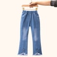 thumbnail image 2 of Spring Autumn Children Jeans  Girls Cotton Print Splice Stretch Denim Pants Korean Teenage TrousersWear Kids ClothingDenimRipped, 2 of 6