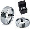 thumbnail image 4 of Tungsten Love Chinese Symbol Band Ring 8mm Men Women Comfort Fit Gray Step Bevel Edge Brushed Polished, 4 of 4