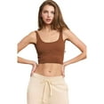 thumbnail image 4 of Women's Stretchy Seamless Serenity Cropped Tank Top, Coffee, Small / Medium, 1 Piece, 4 of 5