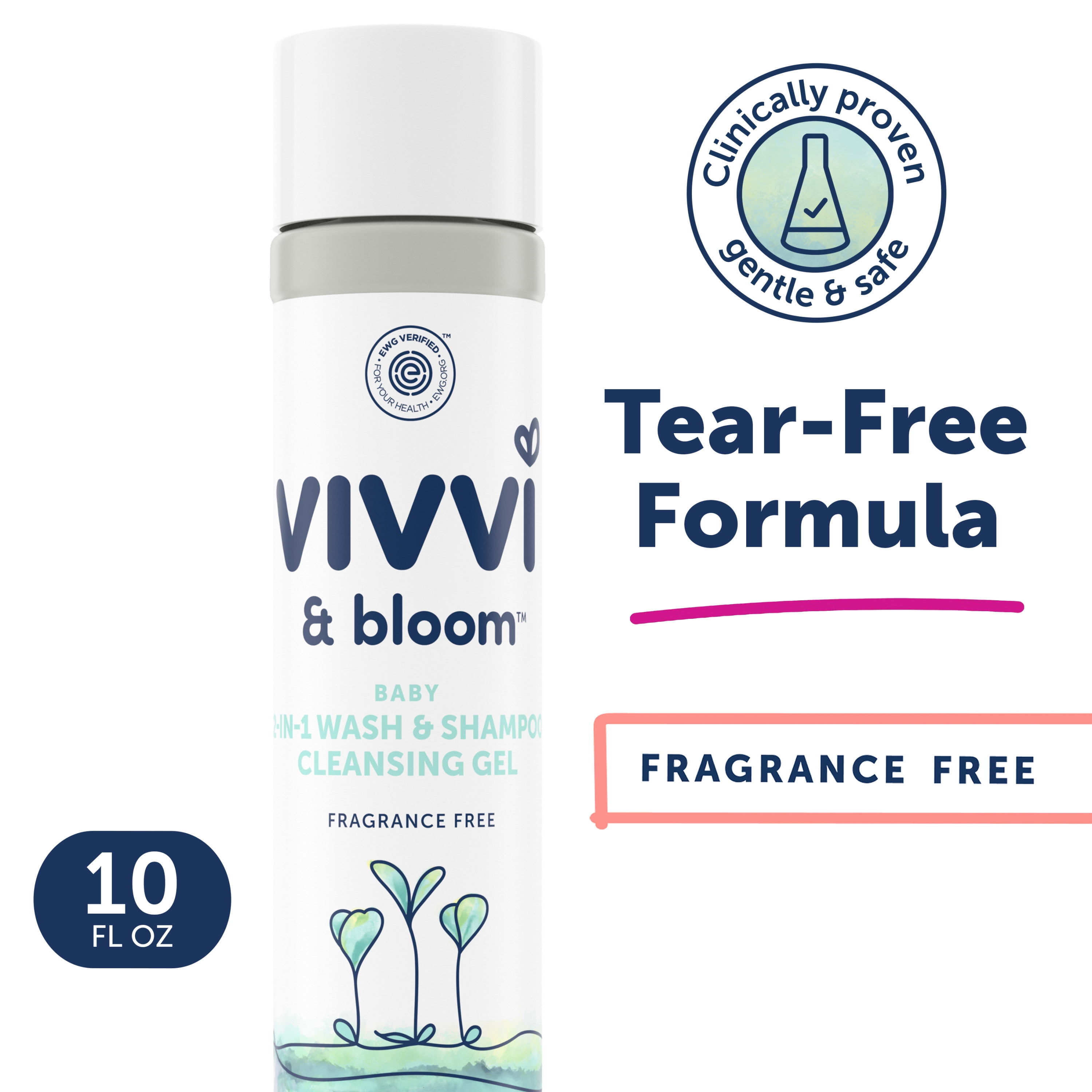 Vivvi & Bloom Gentle 2-in-1 Baby Wash & Shampoo Cleansing Gel, Fragrance Free, 10 fl. oz
