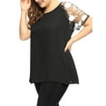 thumbnail image 5 of GRACE & GRANDEUR Blouse Raglan au Crochet à Manches Courtes en Maille Transparente à Panneaux pour Femme Grande Taille4X Noir, 5 of 5