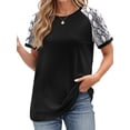 thumbnail image 2 of Fantaslook Color Block T Shirts for Women Crewneck Short Sleeve Tops Summer Blouses Fashion Clothes, 2 of 7