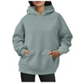 thumbnail image 2 of Womens Hoodie 2025 Fall Winter Oversized Blank Plain Basic Hoodies with Pocket Hooded Sweatshirt Hoodie Women Pullover, 2 of 6