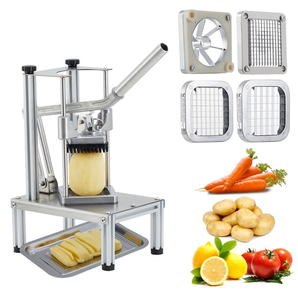 QinaQin Cortador manual de verduras y frutas tipo prensa, de aluminio resistente, ideal para papas, cebolla, jitomate y otros alimentos en cocina o negocio