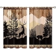 thumbnail image 6 of Rustic Cabin Forest Small Kitchen Curtains Woodland Farmhouse Brown Window Treatment Bear Deer Cafe Short Window Curtains for Bathroom Dining Room Animal Tier Treatment Drapes 27.5x39 inch, 6 of 6