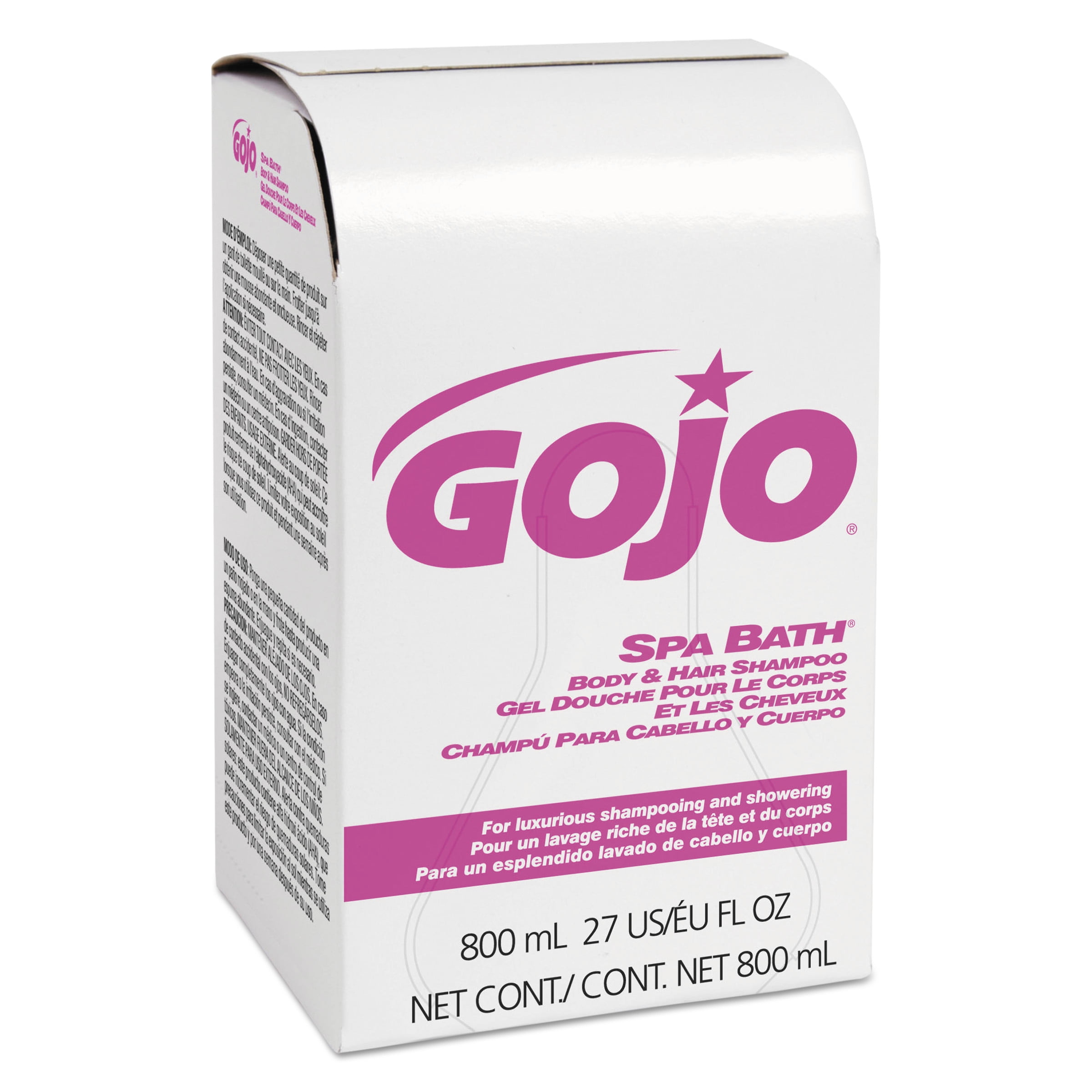 GOJO Spa Bath Body and Hair Shampoo, Pleasant, 800mL BaginBox Refill