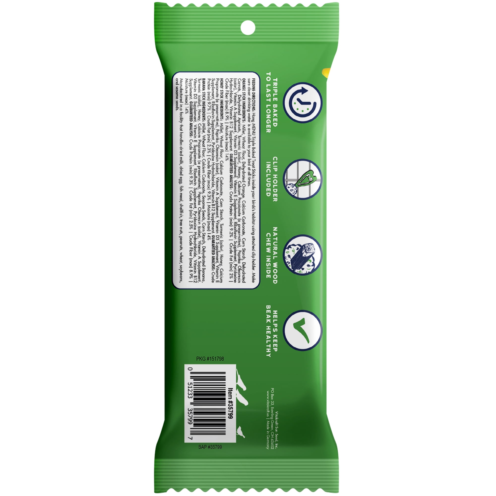(2 pack) Vitakraft Menu Crunch Sticks Pet Bird Treats