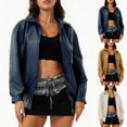thumbnail image 1 of Blazer pour Femmes Automne Hiver Manches Longues en Cuir Pu Veste de Costume Marron TG, 1 of 7