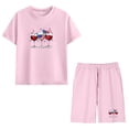 thumbnail image 6 of Kids 4th of July Outfit Pink 2 Piece Set Unisex 100% Cotton Summer Matching Shorts Set for Boys and Girls,Size 11 T, 6 of 9