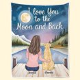 thumbnail image 2 of Love You To The Moon And Back - Dog & Cat Personalized Custom Blanket - Gift, 2 of 6