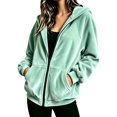 thumbnail image 2 of Velvet Jacket Women Fall Winter Long Raglan Sleeve Casual Zip Up Hoodie Sweatshirt with Pockets Coat Outerwear, 2 of 6