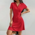 thumbnail image 2 of Plus Size Women's V Neck Lapel Button Down Flowy Long Sleeve Tunic Dress - Casual Party Vacation Outfit for Spring Fall - XL-5XL Sizes, 2 of 3