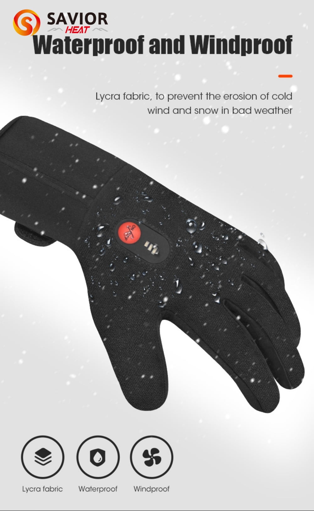 SAVIOR HEAT Thermal Heated Gloves Motorcycle Skiing Men Women Electric Heating Glove Winter Waterproof Warm Rechargeable Heated Glove