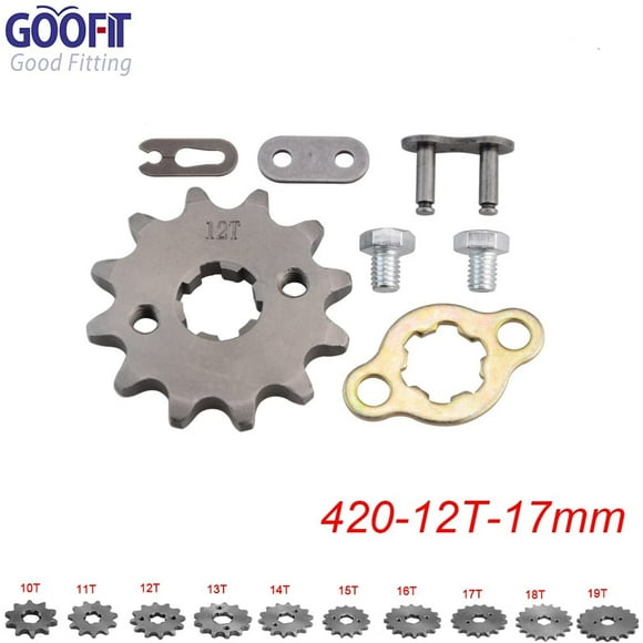 GOOFIT 17mm Front Sprocket 420-12T for 50cc 70cc 90cc 110cc 125cc 140cc 150cc Pit Dirt Bike Motorcycle ATV Dirt Bike
