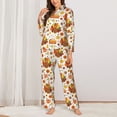 thumbnail image 2 of Lsque Thanksgiving With Turkey Pattern Long Sleeve Pajama Set for Women - Soft 2-Piece Sleepwear and Loungewear Set with Pockets, Comfy Nightwear-Large, 2 of 7
