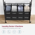 thumbnail image 3 of Laundry Sorter Cart with Hanging Clothes Rack, 4 Butler Sorter Basket Organizer, Laundry Hamper Cart with Heavy Duty Rolling Lockable Wheels, Black, 3 of 14