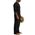 thumbnail image 7 of LTTVQM Plain Solid Tone Natural Cotton Linen Camp Collar Shirt Pants Set for Men Breathable Long Sleeve Holiday Casual Outfit Blouse Black M, 7 of 7