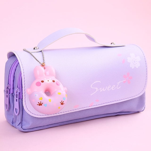 Útiles escolares Kawaii Papelería Escuela Estuches de lápices para niñas Bolsas Plumas Lindo Papelería coreana Fundas Tienda de suministros Estética hola suerte unisex