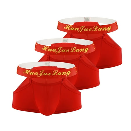 

DORKASM Boxers Briefs for Men Comfortable Soft Mens Underwear Briefs Multi-Packs Red XL 3 Pack