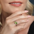 thumbnail image 4 of Gem Stone King 925 Silver and 10K Yellow Gold Green Peridot Green Chrome Diopside and Lab Grown Diamond 2 Stone Engagement Ring for Women (1.09 Cttw, Round, August Birthstone, Size 6), 4 of 4