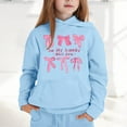 thumbnail image 2 of Cute Hoodies For Girls Oversized Long Sleeve Sweatshirts Casual Cozy Pullover Tops With Pocket Letter Graphic Printed Baggy Tops Casual - Sky Blue,6-7 Years, 2 of 5