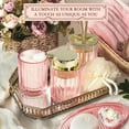 thumbnail image 6 of CERBIOR Bathroom Accessories Set, 4 Pcs Glass Bathroom Accessories Sets Complete w/Soap Dispenser, Soap Dish ,Toothbrush Holder,Tumbler, Gift for Girl Home Apartment, Gold Pink, 6 of 11