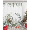thumbnail image 5 of Christmas Botanical Shower Curtain, Pinecone Eucalyptus Leaves Xmas Waterproof Washable Boho Funny Cute Shower Curtains Set for Bathroom Farmhouse Bathtubs Decor with Hook, 36"Wx72"L, 5 of 7