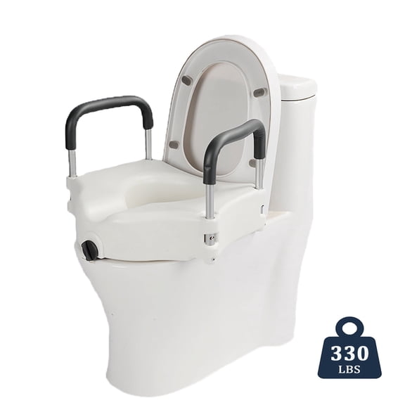 BN-LINK Raised Toilet Seat,Elevated Toilet Seat with Removable Padded Arms,Portable Toilet Riser for Seniors, Handicap, Bathroom Safety, 330 lb Capacity