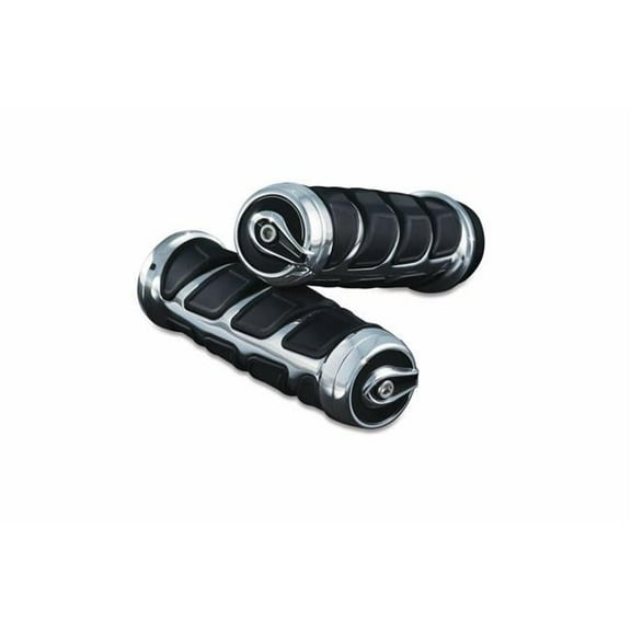 Kuryakyn Premium Kinetic Handlebar Grips: Universal Fit For Motorcycles With 7/8" Diameter Bars, Chrome, 1 Pair 6367