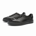 thumbnail image 3 of Men's All-Black Minimalist Mixed-Material Sneakers, Casual Monochrome Shoes, 3 of 10