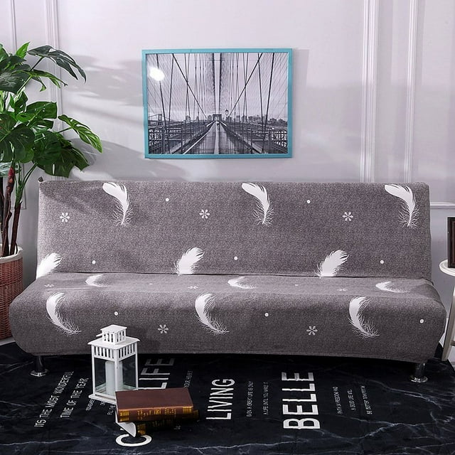 Futon Sofa Slipcover Elastic Armless Sofa Cover Furniture Protector for Sofa Bed without Armrests Size