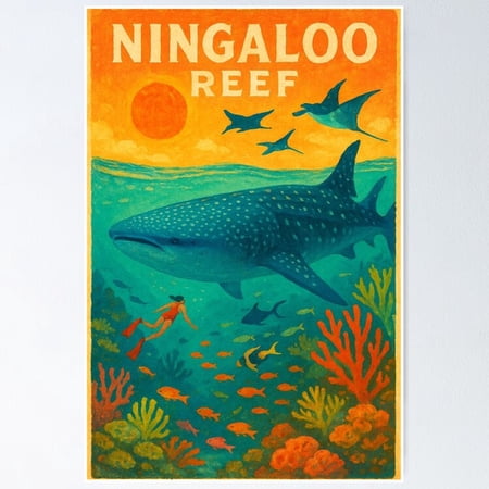 Ningaloo Reef Whale Shark Dive Western Australia Adventure UNFRAMED Poster, 8x12