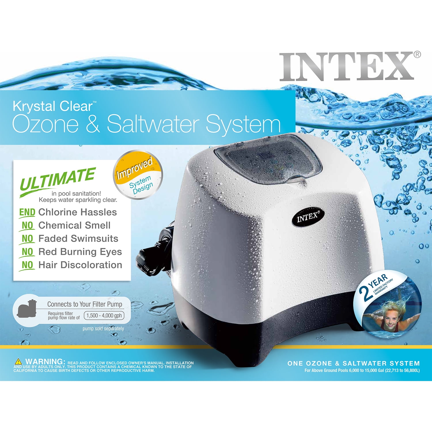Intex Krystal Clear Ozone and Saltwater System for Ground