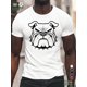 thumbnail image 1 of Camiseta de algodón puro para hombre con ilustración de cabeza de bulldog estilizada, ajuste cómodo, Leisure Tees, 1 of 6