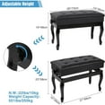 thumbnail image 3 of REDCAMP Adjustable Piano Bench with Storage, PU Leather Heavy Duty Keyboard Piano Bench with Padded Cushion Bent Leg, Black, 3 of 9