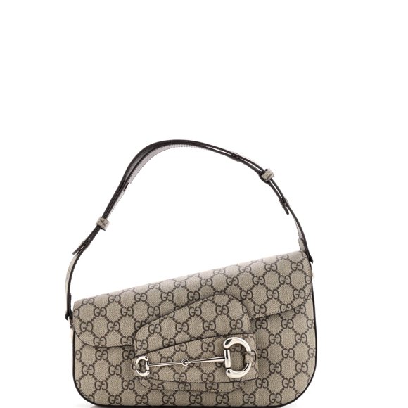 Pre-Owned Horsebit 1955 Asymmetric Shoulder Bag GG Coated Canvas Small By Rebag