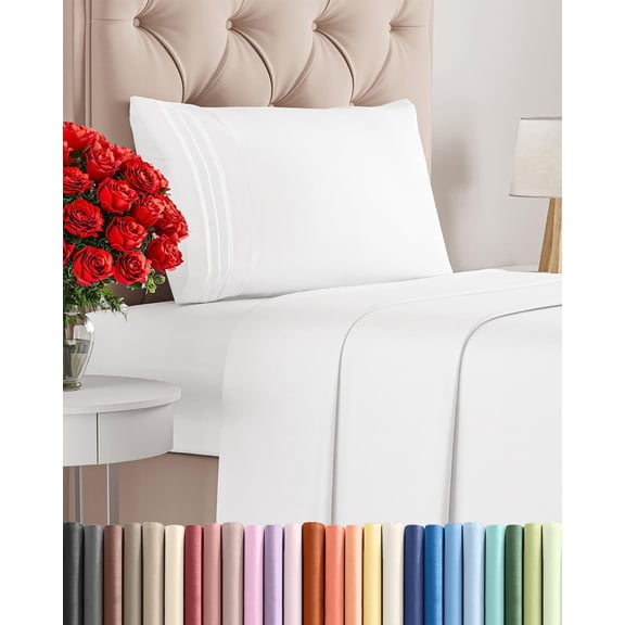 Twin Size 3 Piece Sheet Set - Comfy, Breathable & Cooling White Sheets