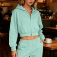 thumbnail image 2 of BLVB Womens Zip up Hoodies Jackets Cropped Sweatshirts Fall Outfits Casual Comfy Workout Tops Winter Clothes, 2 of 7