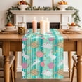 thumbnail image 4 of Easter Bunny Eggs Cotton Linen Table Runner for Dining Kitchen, Spring Leaves Daisy Flowers Green Stripes Wedding Outdoor Party Tablerunners, Dresser Scarf Coffee Tablecloth Runners 13x72 Inches, 4 of 9