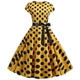 thumbnail image 1 of Robe à Manches Courtes Femme Vintage Années 1950 Rétro Manches Courtes Imprimé à Pois Soirée Bal Robe, 1 of 8