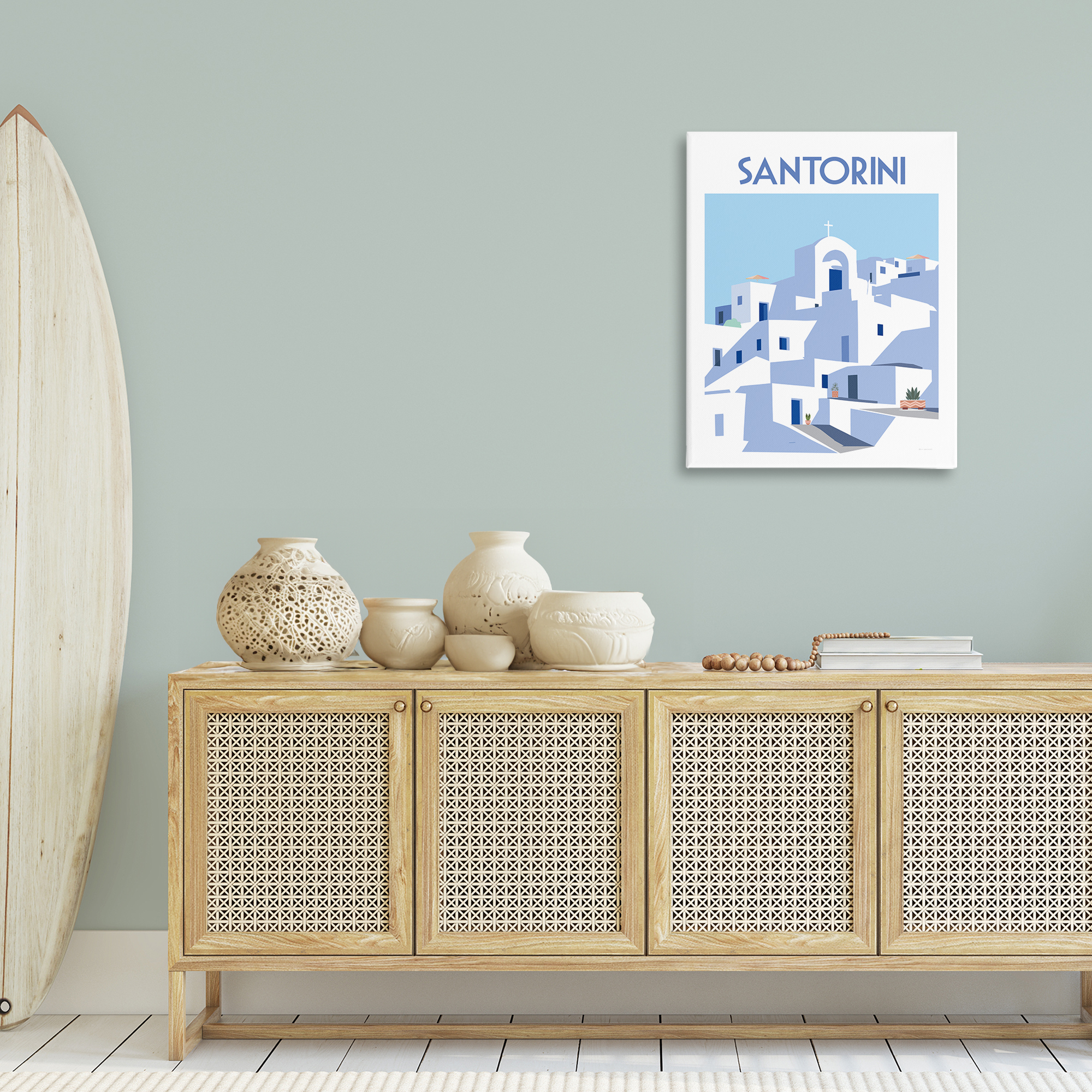 Stupell Industries Santorini City Architecture Scenic & Cityscapes Painting Wrapped Canvas Art Print Wall Art, 24 x 30