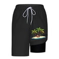 thumbnail image 6 of Men's Summer Swim Trunks Beach Shorts Loose Elastic Waist Drawstring Quickly Dry Double Layer Swimming Shorts Mens Casual Hawaiian Coconut Tree Print Plus Size Baggy Lightweight Board Short, 6 of 6