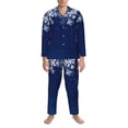 thumbnail image 3 of Sikiie Christmas Blue Mens Pajama Set, Soft Warm Long Sleeve Sleepwear, Cozy Button-Down Pjs for Men-XX-Large, 3 of 7