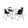 thumbnail image 2 of KFI Dailey 42in Square Dining Set - White/Silver Table - Black Chairs w/Casters, 2 of 3