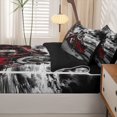 thumbnail image 5 of Manfei Vintage Train Zipper Full Size Comforter Sets with Fitted Sheet and 2 Pillowcases,Dark Clouds Zipper Bedding Set,Black Red,Black Reversible,4pcs, 5 of 8