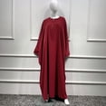 thumbnail image 3 of Muslim Women Batwing Abaya Dress Front Zipper Kaftan Islamic Maxi Dress Middle East Robe, 3 of 3