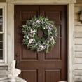 thumbnail image 2 of E Artificial Flower Wreath For Front Door Spring Decor Wreath With Leaves And Flowers For Porch Plastic 13.78 Inches, 2 of 7