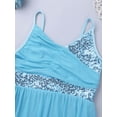 thumbnail image 5 of iEFiEL Girls Sequins Ballet Dance Dress Lyrical Modern Jazz Dance Asymmetrical Dress Light Blue 8-10, 5 of 6