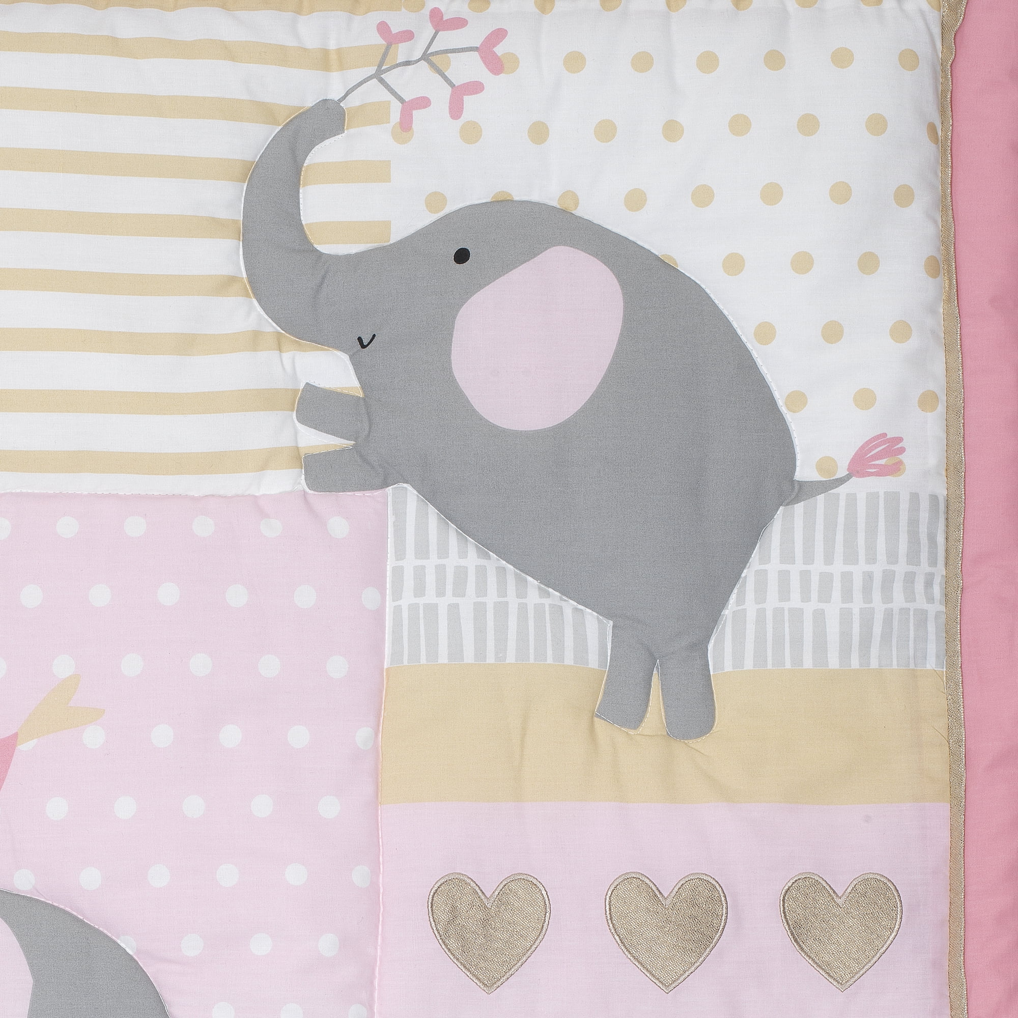 Eloise 3 Piece Elephants Crib Bedding Set Pink Gray White in Malta at 69 Rating 5